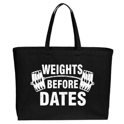 Weights Before Dates Motivation Cotton Canvas Jumbo Tote