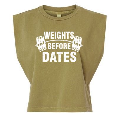 Weights Before Dates Motivation Garment-Dyed Women's Muscle Tee