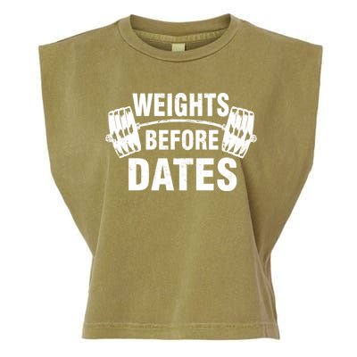 Weights Before Dates Motivation Garment-Dyed Women's Muscle Tee