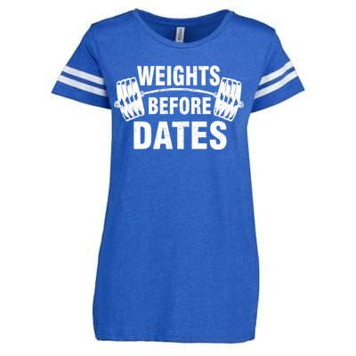 Weights Before Dates Motivation Enza Ladies Jersey Football T-Shirt