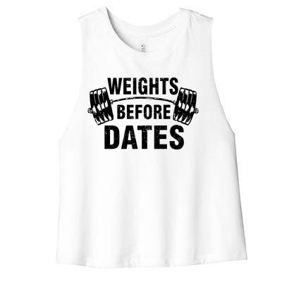 Weights Before Dates Motivation Women's Racerback Cropped Tank