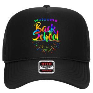 Welcome Back To School High Crown Mesh Back Trucker Hat