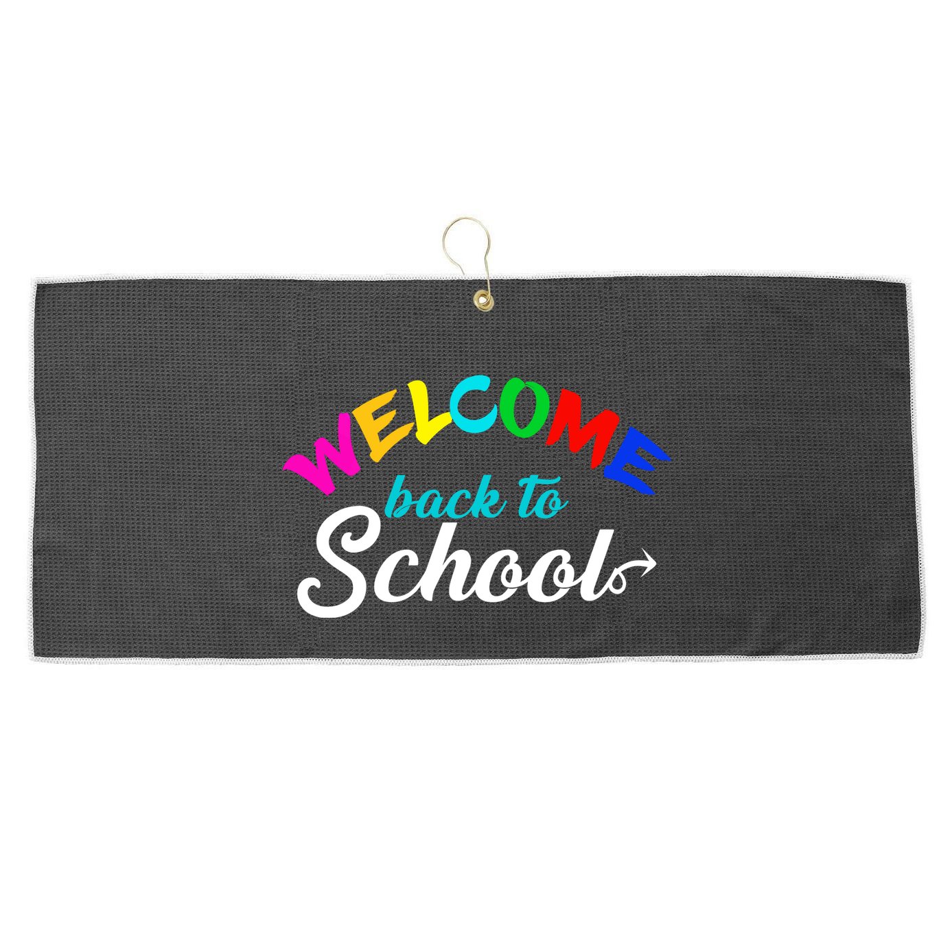 Welcome Back To School Arrow Large Microfiber Waffle Golf Towel