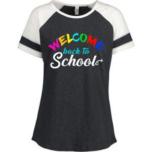 Welcome Back To School Arrow Enza Ladies Jersey Colorblock Tee