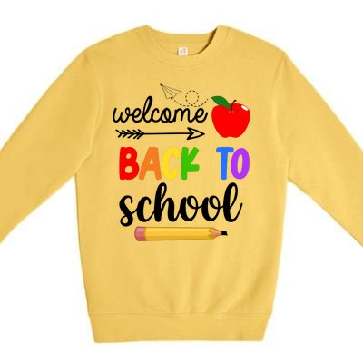 Welcome Back To School Teachers Students Premium Crewneck Sweatshirt