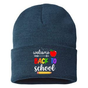 Welcome Back To School Teachers Students Sustainable Knit Beanie