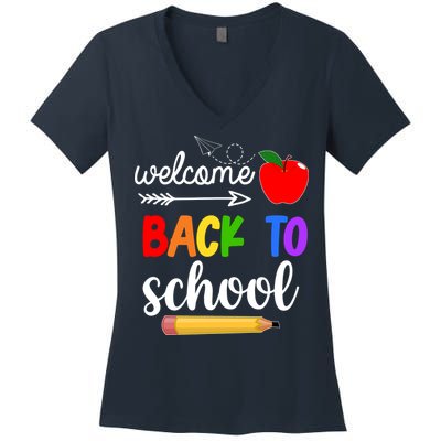 Welcome Back To School Teachers Students Women's V-Neck T-Shirt