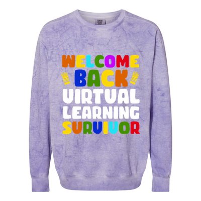 Welcome Back To School Virtual Learning Survivor Colorblast Crewneck Sweatshirt