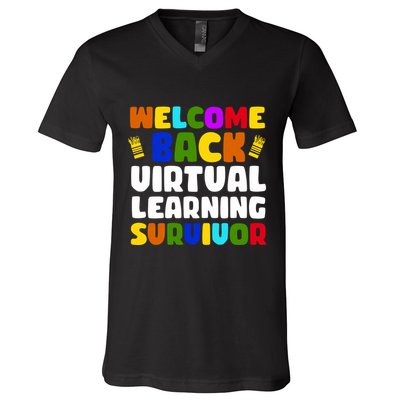 Welcome Back To School Virtual Learning Survivor V-Neck T-Shirt