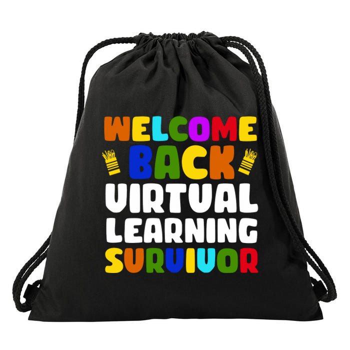 Welcome Back To School Virtual Learning Survivor Drawstring Bag