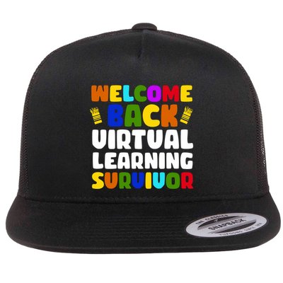 Welcome Back To School Virtual Learning Survivor Flat Bill Trucker Hat
