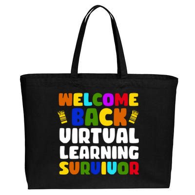 Welcome Back To School Virtual Learning Survivor Cotton Canvas Jumbo Tote