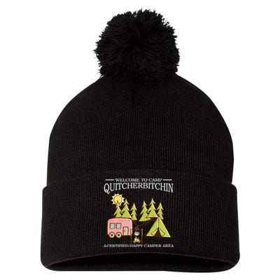 Welcome To Camp Quitcherbitchen Pom Pom 12in Knit Beanie