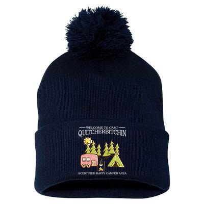 Welcome To Camp Quitcherbitchen Pom Pom 12in Knit Beanie