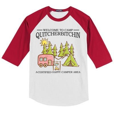 Welcome To Camp Quitcherbitchen Kids Colorblock Raglan Jersey