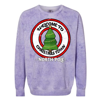 Welcome To Christmas Town North Pole Colorblast Crewneck Sweatshirt