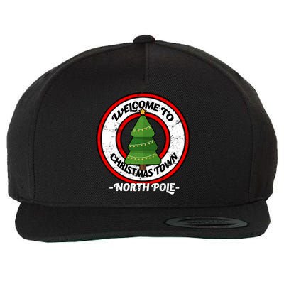 Welcome To Christmas Town North Pole Wool Snapback Cap