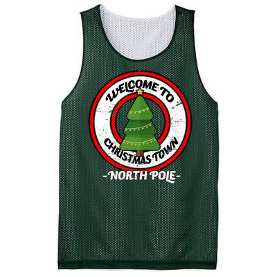 Welcome To Christmas Town North Pole Mesh Reversible Basketball Jersey Tank