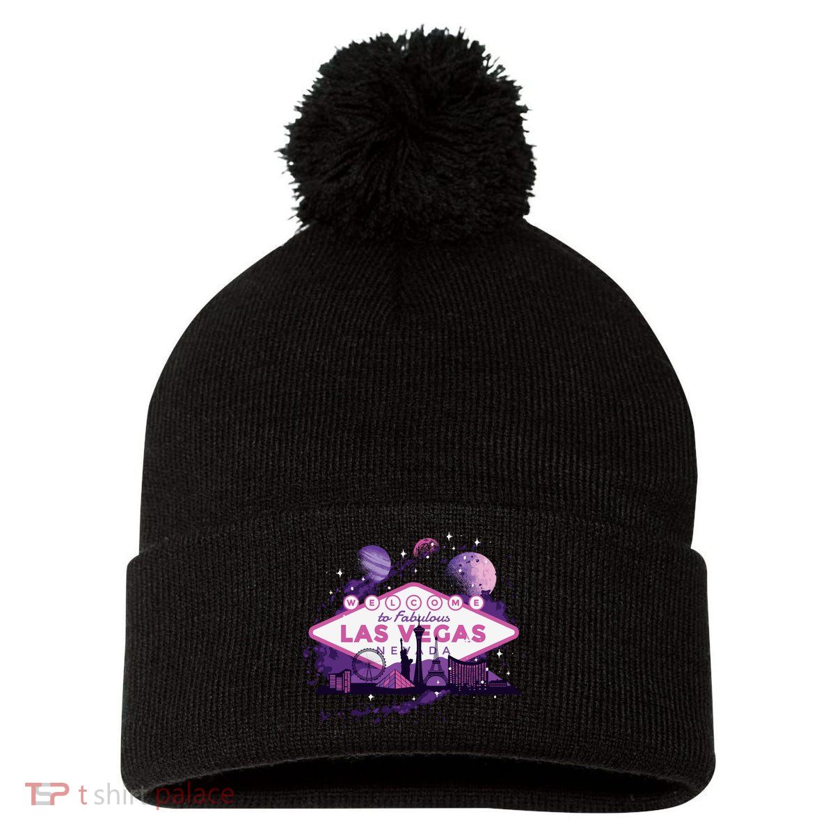 Welcome To Fabulous Las Vegas Pom Pom 12in Knit Beanie