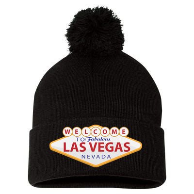 Welcome To Fabulous Las Vegas Sign Pom Pom 12in Knit Beanie