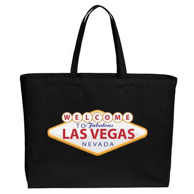 Welcome To Fabulous Las Vegas Sign Cotton Canvas Jumbo Tote