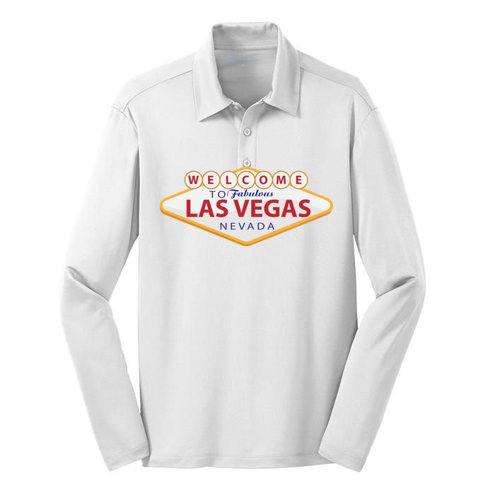 Welcome To Fabulous Las Vegas Sign Silk Touch Performance Long Sleeve Polo