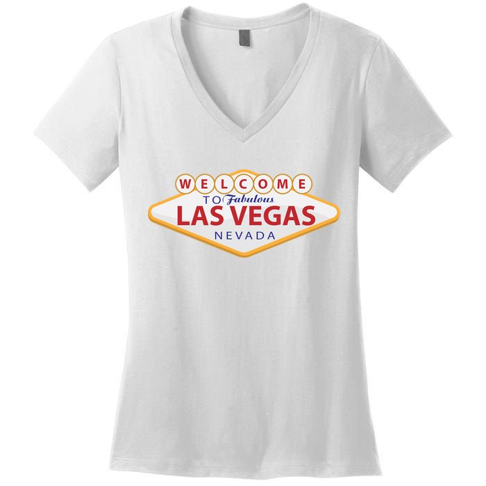 Welcome To Fabulous Las Vegas Sign Women's V-Neck T-Shirt