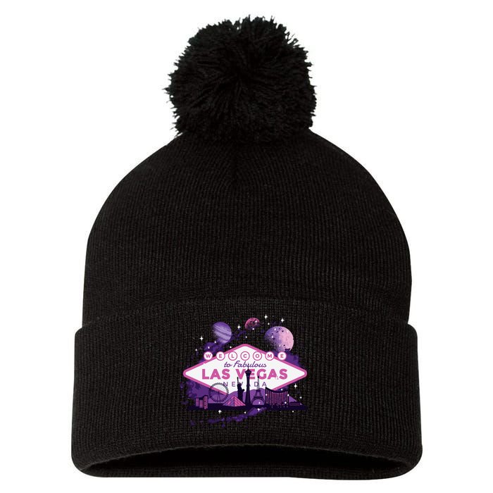 Welcome To Fabulous Las Vegas Universe Pom Pom 12in Knit Beanie