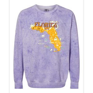 Welcome To Florida Cool Tourist Map Colorblast Crewneck Sweatshirt