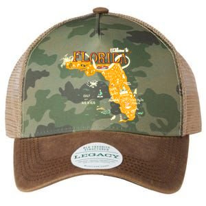 Welcome To Florida Cool Tourist Map Legacy Tie Dye Trucker Hat