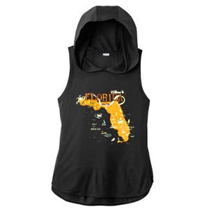 Welcome To Florida Cool Tourist Map Ladies PosiCharge Tri-Blend Wicking Draft Hoodie Tank