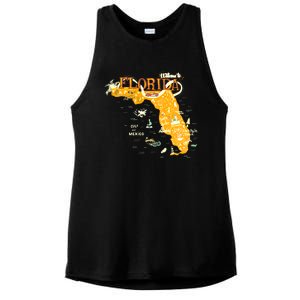 Welcome To Florida Cool Tourist Map Ladies PosiCharge Tri-Blend Wicking Tank