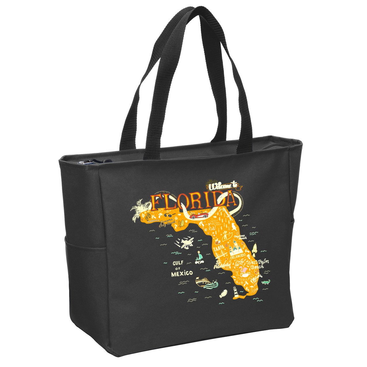 Welcome To Florida Cool Tourist Map Zip Tote Bag