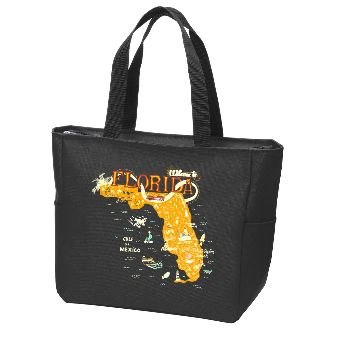 Welcome To Florida Cool Tourist Map Zip Tote Bag