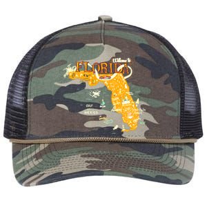 Welcome To Florida Cool Tourist Map Retro Rope Trucker Hat Cap