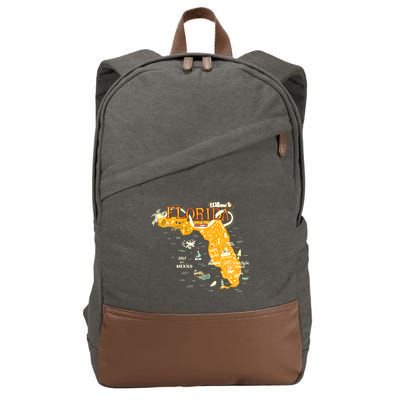 Welcome To Florida Cool Tourist Map Cotton Canvas Backpack