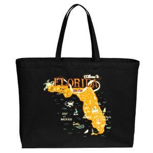 Welcome To Florida Cool Tourist Map Cotton Canvas Jumbo Tote