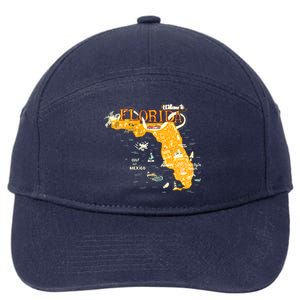 Welcome To Florida Cool Tourist Map 7-Panel Snapback Hat