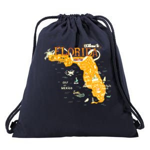 Welcome To Florida Cool Tourist Map Drawstring Bag