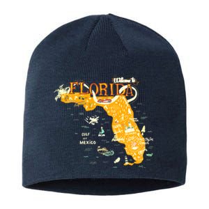 Welcome To Florida Cool Tourist Map Sustainable Beanie