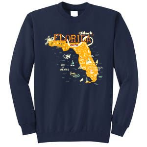 Welcome To Florida Cool Tourist Map Tall Sweatshirt