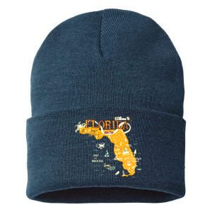 Welcome To Florida Cool Tourist Map Sustainable Knit Beanie