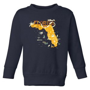 Welcome To Florida Cool Tourist Map Toddler Sweatshirt