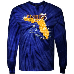 Welcome To Florida Cool Tourist Map Tie-Dye Long Sleeve Shirt