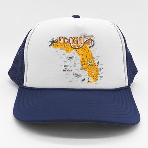 Welcome To Florida Cool Tourist Map Trucker Hat