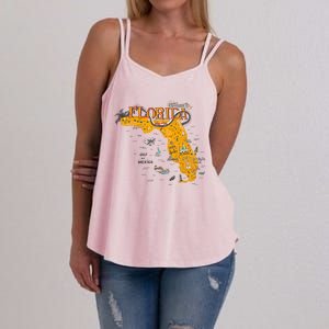 Welcome To Florida Cool Tourist Map Women's Strappy Tank