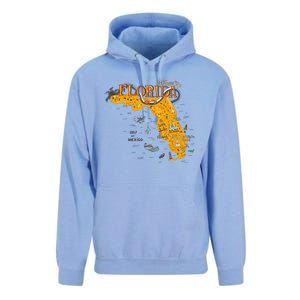 Welcome To Florida Cool Tourist Map Unisex Surf Hoodie