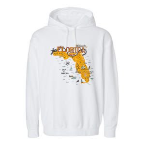 Welcome To Florida Cool Tourist Map Garment-Dyed Fleece Hoodie