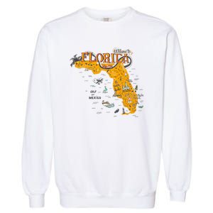 Welcome To Florida Cool Tourist Map Garment-Dyed Sweatshirt