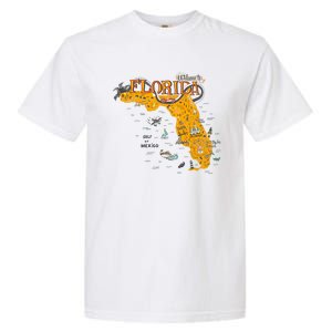 Welcome To Florida Cool Tourist Map Garment-Dyed Heavyweight T-Shirt